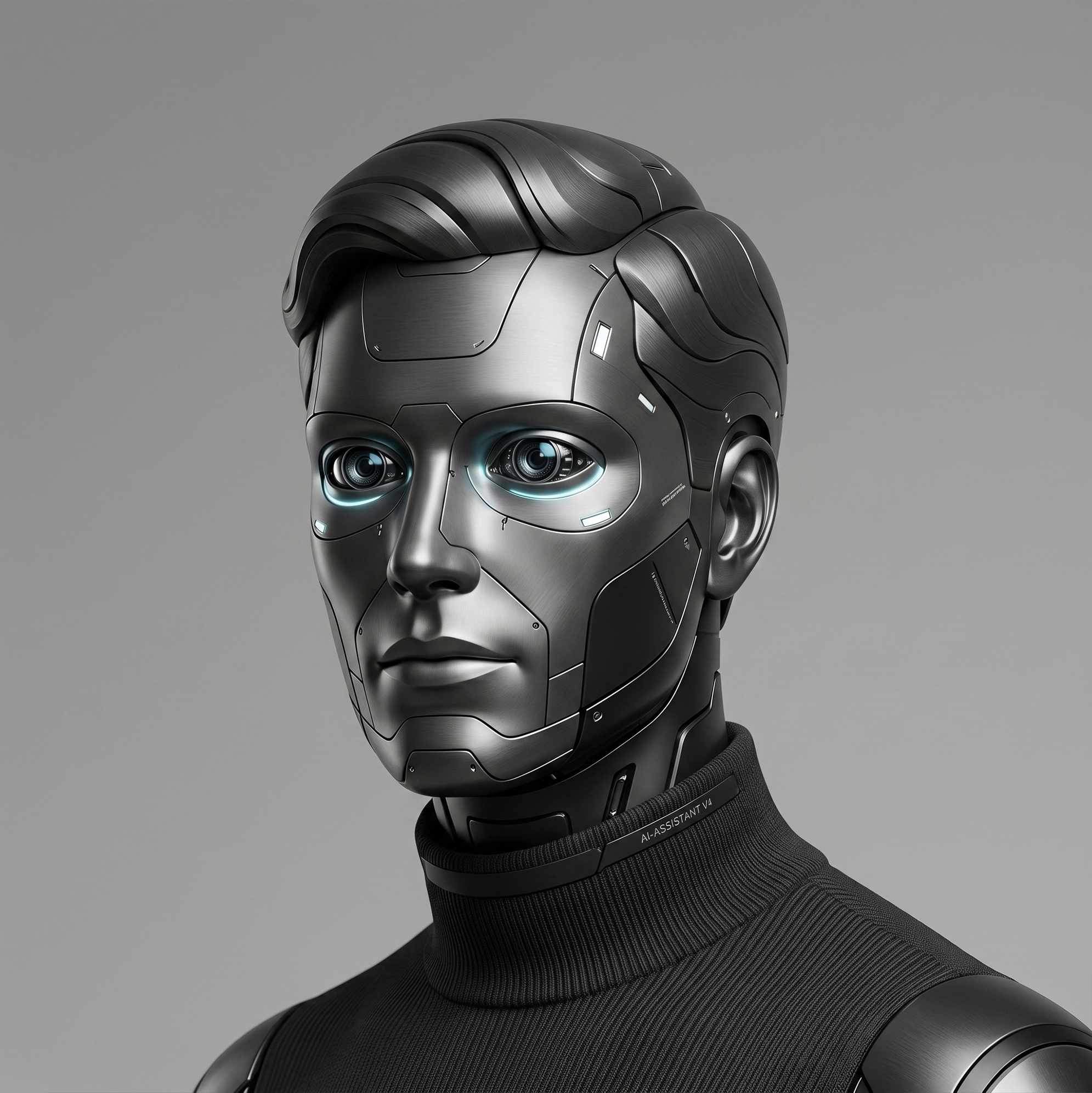 A man in a black turtle neck sweater.
